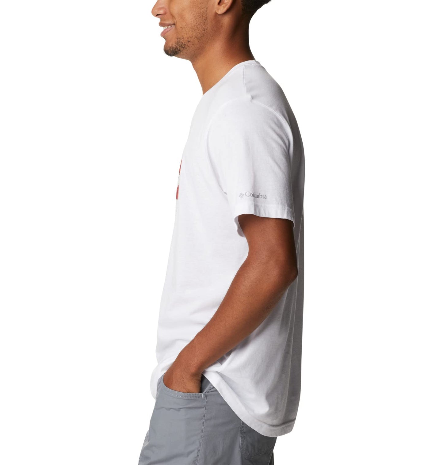Columbia Men's Thistletown Hills Graphic Short Sleeve, White/Wanderland Graphic, Large