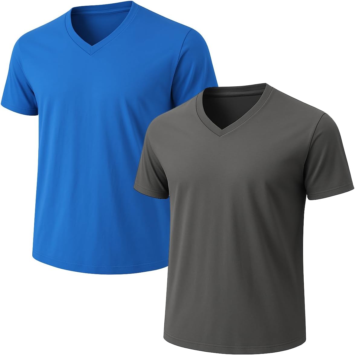 2-Pack Bulk Men’s V-Neck T-Shirts – Soft Pre-Shrunk Premium Cotton, Short Sleeves, Reinforced Collar, Crew Neck, Casual Fit