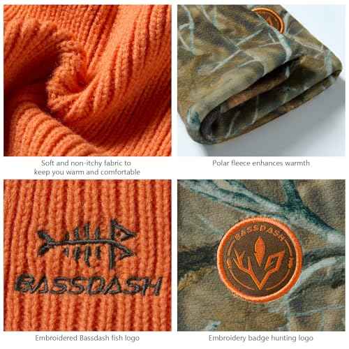 BASSDASH Reversible Windproof Fleece Winter Beanie Hats Thick Warm for Men Women Stretchy Fit Unisex Cuffed Knit Hat