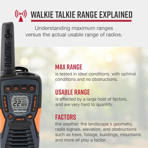Cobra ACXT1035R FLT Floating Walkie Talkies - Waterproof, Rechargeable, Long Range up to 37-Mile Two Way Radio with NOAA Weather Alert & VOX, (2 Pack)