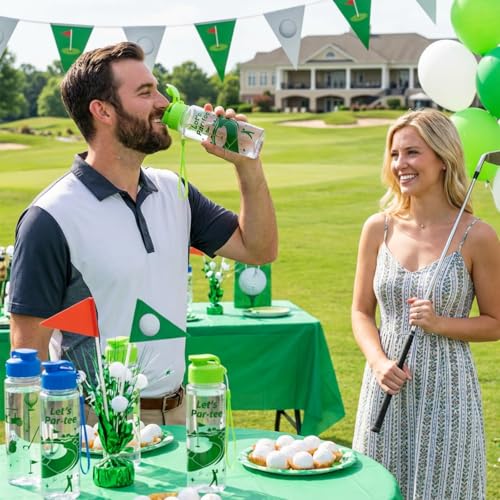 Blue Green Golf Water Bottles 20 Pcs Bulk Sports Drink Cups with Leak-Proof Lids