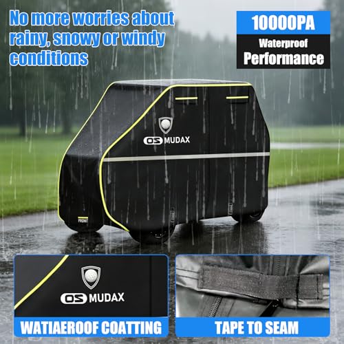L-Fit Waterproof Golf Cart Cover for 2+2/4 Passenger Carts - Heavy Duty Windproof