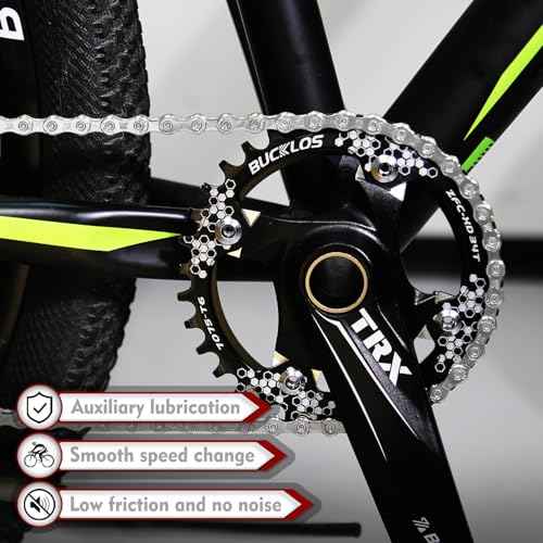 BUCKLOS 6/7/8/9/10/11/12 Speed Bike Chain,Bicycle Chain for Road Bike/E-Bike/Mountain Bike/MTB/Shimano SRAM,Half/Full Hollow Bike Chain Silver/Gold 1/2 x 11/128 Inch 116 Links with Quick Link