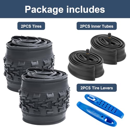 YunSCM 2-Pack 20x1.95 Bike Tires - All-Terrain Directional Tread, Black01