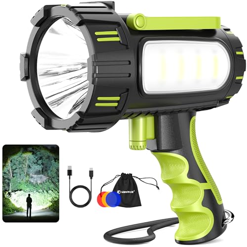 Rechargeable Spotlight Flashlight 100000 Lumens Green 1 Pack - High Power Searchlight