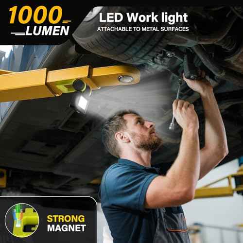 LED Work Light, Rechargeable Flashlight with COB Magnetic Lights, 1000LM Portable Light, 200¡ÆFoldable, 5+3 Modes, Waterproof Handheld Flashlights for Camping, Home, Car Repair, Emergency, Fishing