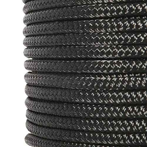 NovelBee 3/8 Inch X 300 Feet Double Braid Nylon Anchor Line with Stainless Steel Thimble and Plastic Chuck