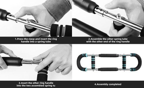 Twister Arm Trainer, Adjustable Spring Workout Bar, Forearm Triceps Chest Enhanced Exercise Strengthener, Arm Trainer 60-100lb, Portable Power Twister Bar, Portable Home Fitness Equipment (B-Blue)