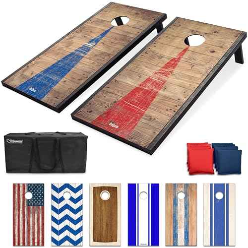 GoSports Portable Cornhole Sets, 8 Styles ? Choose 4 x 2 ft or 3 x 2 ft - Boards Include 8 Bean Bags, Travel Case, and Game Rules