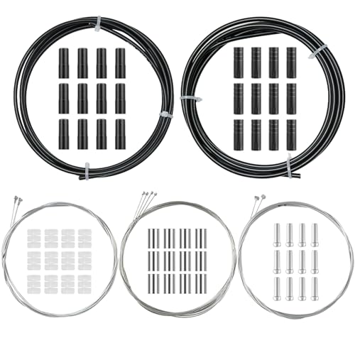 Universal Bike Brake and Shift Cable Kit with End Caps and Copper Sleeves