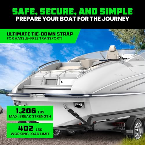Rhino USA Boat Trailer Straps (2-Pack) - Heavy Duty 2 Inch x 48 Inch Boat Tie Down Straps to Trailer - Ultimate Adjustable Transom Tie Down Straps for Trailering Safety with Boat, Jet Ski, & More!