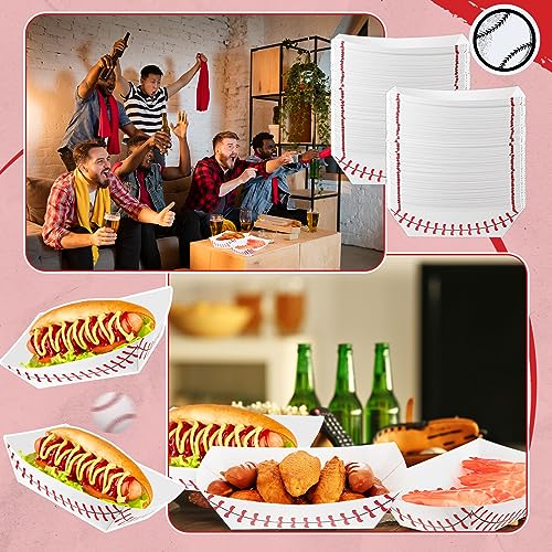 Baseball Party Food Trays 100 Pack Disposable Nacho & Hot Dog Holders 2lb