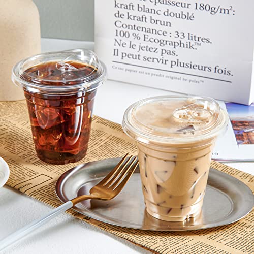 Clear Plastic Cups with Sip Lids - 12 oz, 100 Pack, Strawless Design
