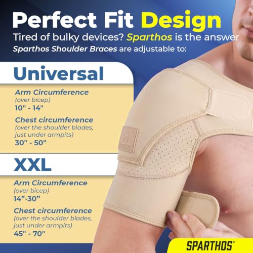 Sparthos Rotator Cuff Shoulder Brace - Support, Stability, Pain Relief - Beige - Universal Desert Beige