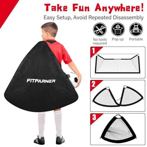 Kids Soccer Goal for Backyard Set,2 Pack of 4x3/6x4 ft Portable Pop Up Soccer Nets,Complete Youth Training Equipment with Target,Ball & Cones for Kids 3-14 Goal Practice,Outdoor Sports Game