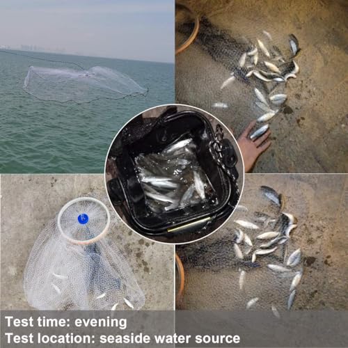 Drasry 6 FT Radius Cast Net with 1/4 Mesh and Lead Sinker for Saltwater and Freshwater Fishing