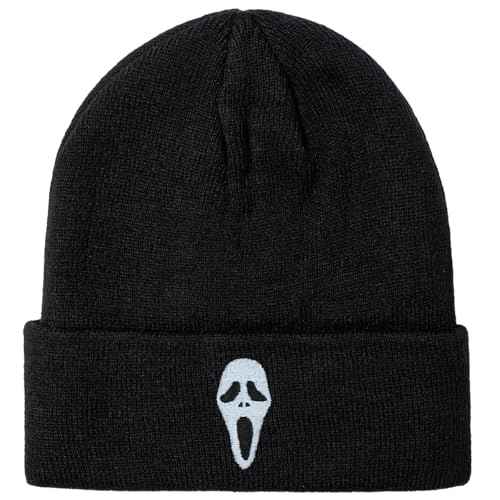 Cool Beanies Embroidered Knit Hats Beanie Fall Winter Black Graphic Knit Hat Cap for Women Men