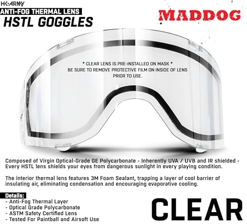 Full-Face Paintball and Airsoft Mask Goggle System - Clear Thermal Dual-Pane Anti-Fog Lens (Indoor Outdoor)