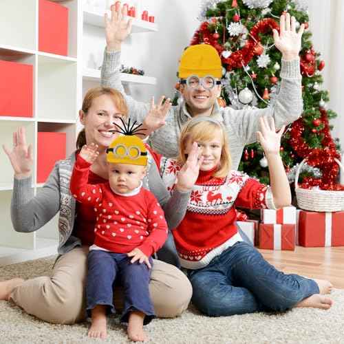 12PCS Halloween Costume Accessories Yellow Beanie Knit Hat Goggles Glasses Gloves for Halloween Cosplay Set