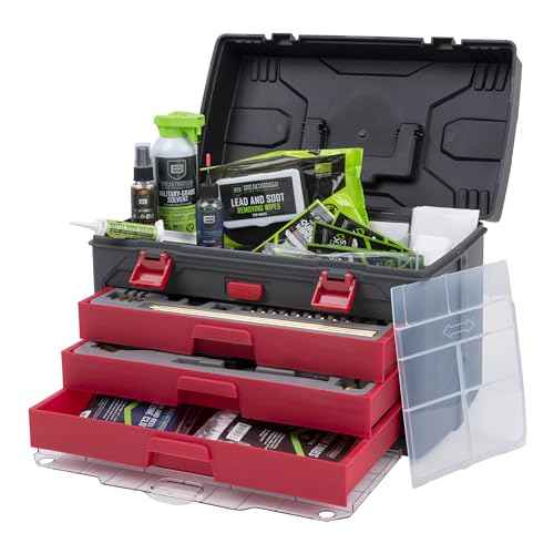 Allen Company Krome Universal Gun Cleaning Kit - Handgun, Rifle, and Shotgun Cleaner - 66-Piece - Gun Accessories for Men and Women,Black/Red