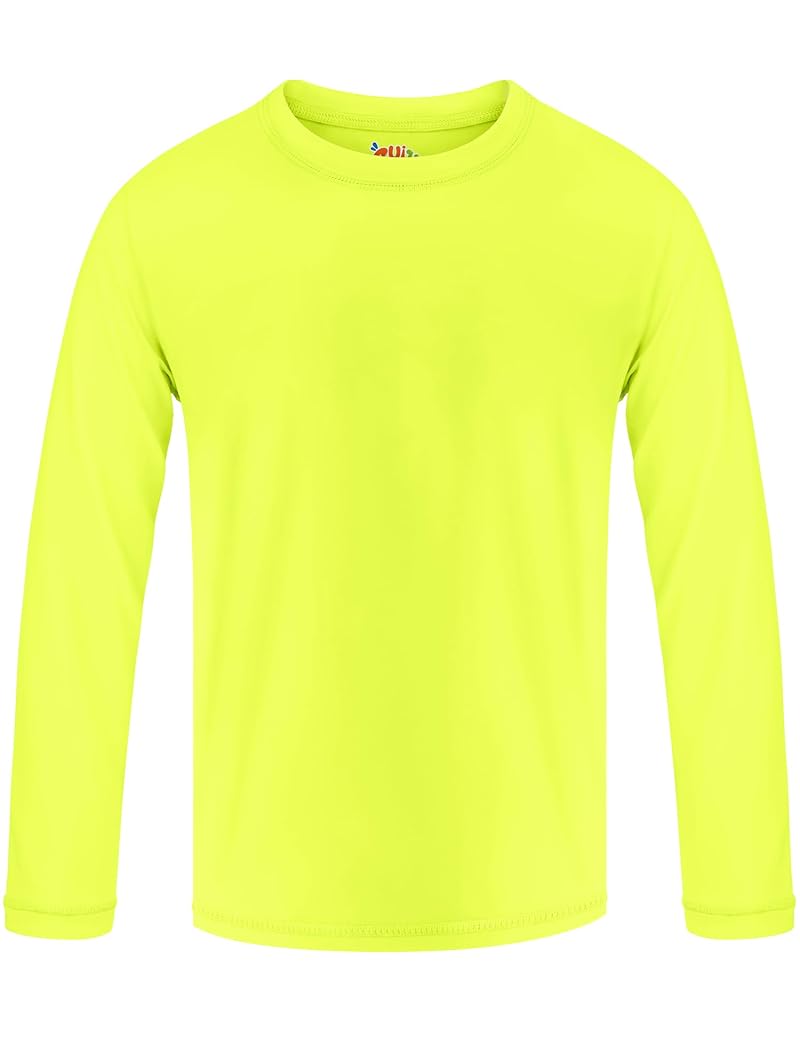Rash Guard Swim Shirt for Kids Boys & Girls UPF 50+ Quick Dry Neon Yellow 7-8 Years