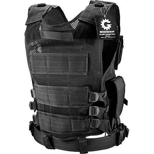 Barska Loaded Gear VX-200 Left Hand Tactical Vest with Holster, Belt, Pouches, and Pockets - for Airsoft, Paintball, and Hunting