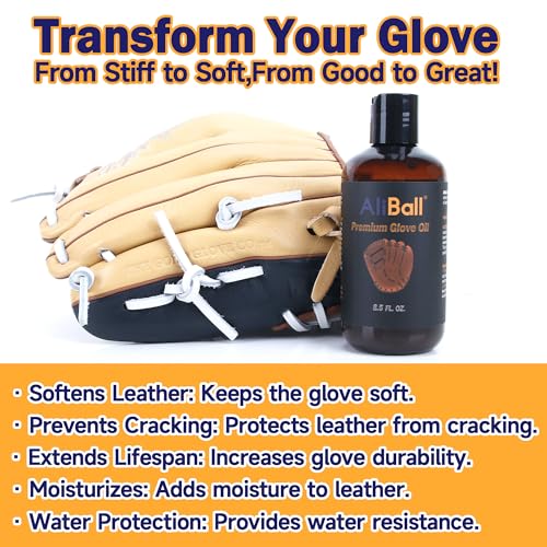 AliBall 8.5 Fl Oz Baseball Glove Oil Conditioning Leather Softener & Break-In