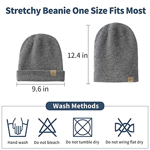 Mens Beanie Merino Wool Warm Hats for Women Men Knit Slouchy Double Layer Warm Cuffed Skull Beanie Skiing Skating