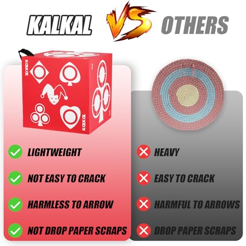 Kalkal Archery Target, 6 Side Foam Archery Target Block with Carry Handle, Easy Arrow Removal, Lightweight Poker Archery Targets for Backyard Practice
