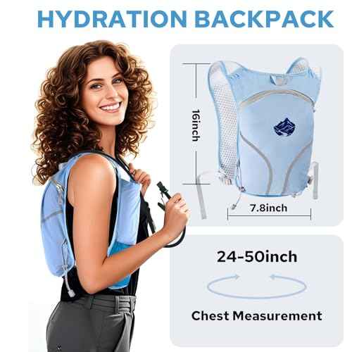 Lightweight Running Vest for Women Men, Adjustable Hydration Backpack with 500ml TPU Soft Flask, Breathable Reflective Large Capacity Water Backpack for Running Cycling Marathon Hiking