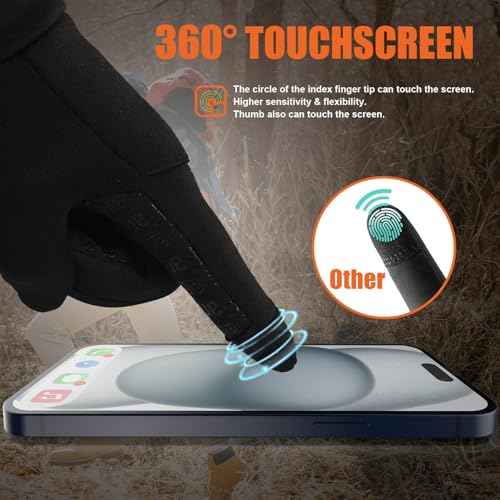 Winter Gloves Men Women Cold Weather: Thermal Waterproof Windprof Touchscreen for Runing Cycling Ski Hiking - Black