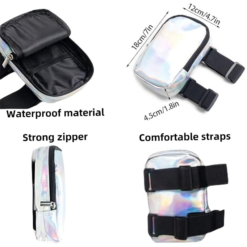 Holographic Thigh Pack Waist Bag with Adjustable Straps – Colorful Leg Bag for Women (Variation: Black)