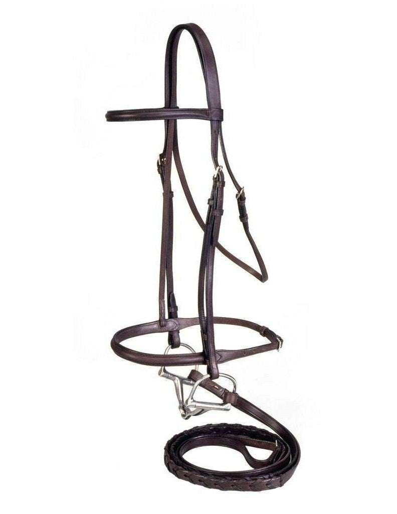 Tough 1 Silver Fox Raised Snaffle Bridle - Brown Full