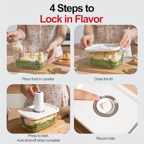 3-Pack Compact Handheld Vacuum Sealer with 3 Glass Containers - Food Saver Kit