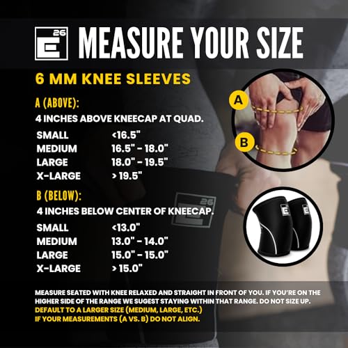 Large Knee Sleeves for Weight Lifting Support with Gym Bag - Black & White