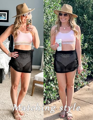 AI'MAGE Women's Crochet Bathing Suit Cover Up Skirt - Black Medium