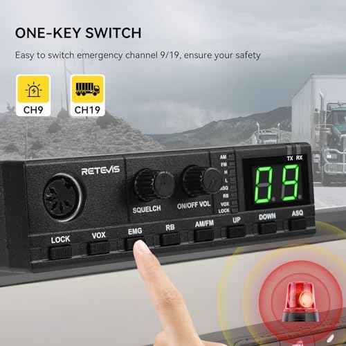 Retevis MB2 40-Channel AM/FM CB Radio Kit, Long Range Radio with Antenna for Trucker Stop, Public Address (PA) Function, Emergency Channel 9/19, VOX, Easy to Use, with Cigarette Lighter Fixed-Mount