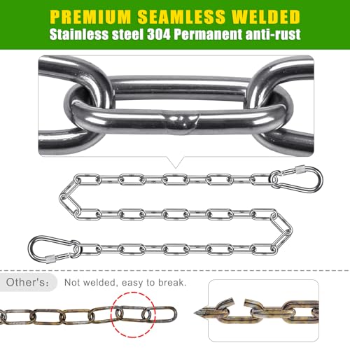 20-Inch Stainless Steel Punching Bag Chain with Carabiners - Heavy Duty Adjustable