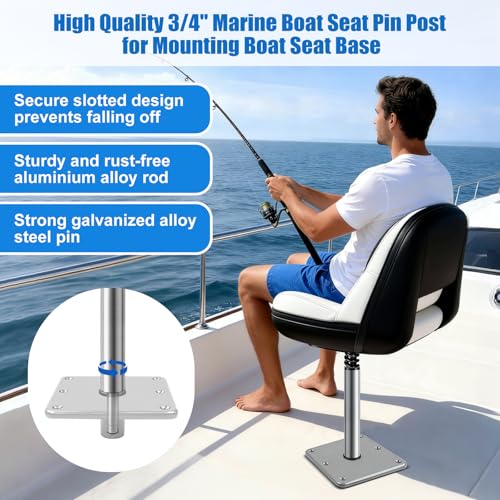 11-Inch Aluminum Boat Seat Pin Post Silver Lock-in Extension Pole for Marine