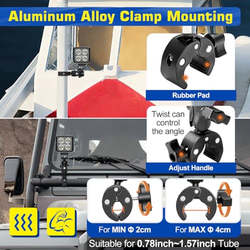 360° Rotation LED Boat Spotlight with Clamp 3 Inch Marine Work Light 12V