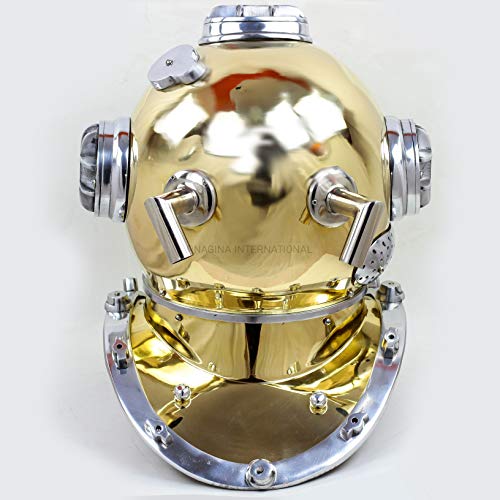 18" Scuba Diving Nautical Helmet | Maritime Ship's Decorative Helmet | Nagina International (18 Inches, Aluminum Nickel)