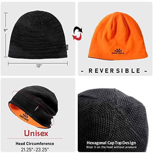 Lvaiz Mens Winter Beanie Hat Warm Fleece Lined Skull Cap for Men Reversible Women Windproof Watch Hat Knit Warm Unisex Beanie