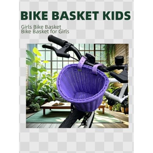 Kid Bicycle Basket Small Wicker Basket Bike Streamers for Girls with 2 Pieces Bell and 30 Pieces Stickers, Bicycle Decoration Accessories for Boys and Girls
