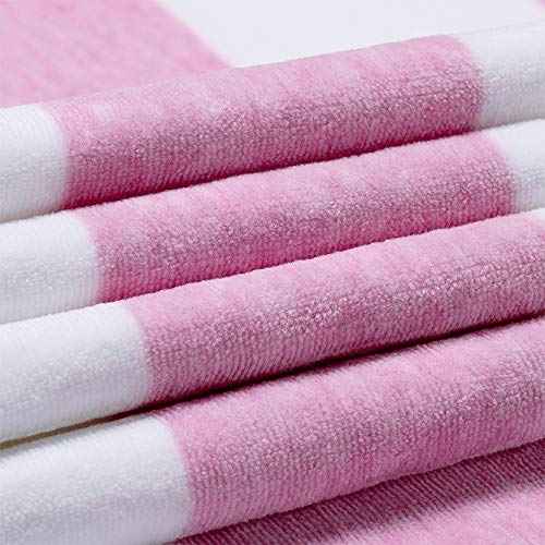 Cotton Oversized Beach Towel - Large 70 x 35 Inch Pool Towel, Rose Red Striped Quick Dry Swimming Cabana Towel