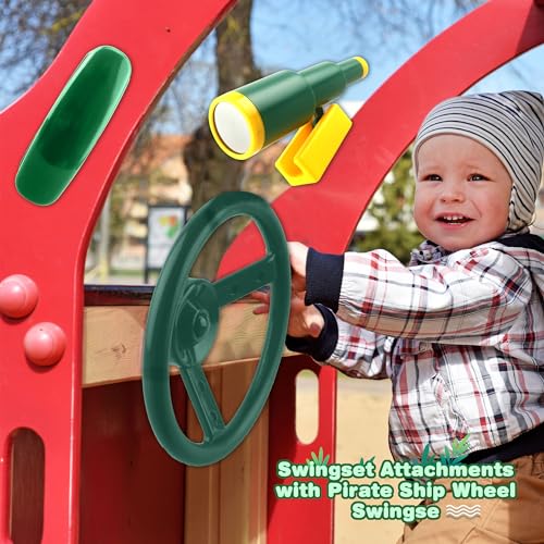 Kids Outdoor Playground Accessories 3-Piece Set: Steering Wheel, Telescope, Phone