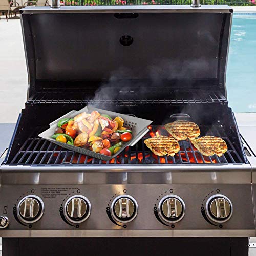 12 Inch Stainless Steel Grill Basket for Outdoor Barbecue - Large BBQ Accessories