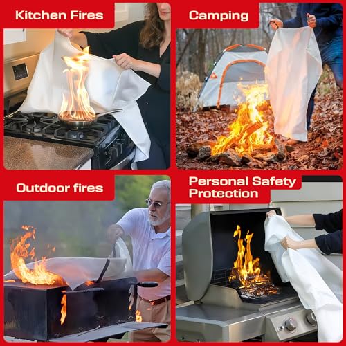 2-Pack Emergency Fire Blanket 40x40 Inches Fire Suppression for Kitchen Garage Car Camping