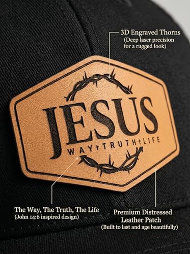 Leather Trucker Hat for Men & Women - Jesus-Black Variation