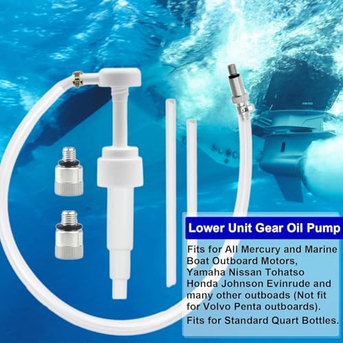 Gear Oil Pump for Standard 1 Quart Bottles with 3/8 Swivel, 8mm & 10mm Adapters - Marine Outboard Maintenance