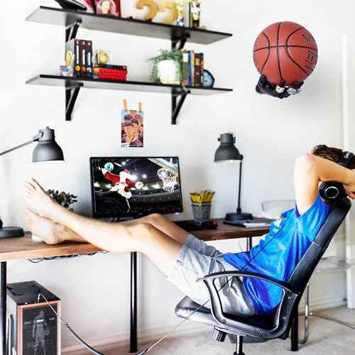 Basketball Holder, Hand Sculpture Ball Holder Wall Mount Art Decor Stand Basketball Storage Rack Organizer Display Case Man Cave for Football Soccer Gifts for Him Men Boys Gamers